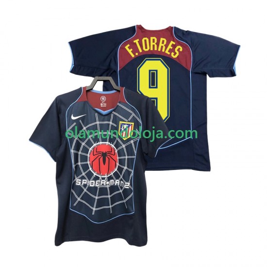 Camisola Atlético Madrid F TORRES 9 2005 Retro Homem Equipamento Segundo 2004 Manga Curta